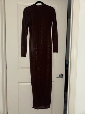 Long Sleeve Brown Maxi Dress
